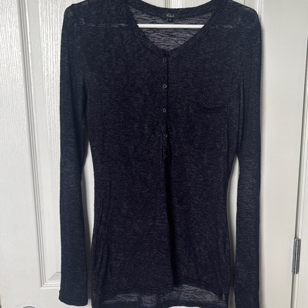 Rails Navy Blue  Long-Sleeve Henley Top - Soft Lightweight rayon polyester